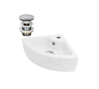 ML-Design Lavabo d'angle en Céramique Blanc, 46x33x13 cm, Angulaire, avec Bouchon de
