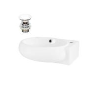 ML-Design lavabo en céramique, blanc, 43x28x15 cm, ovale, petit, trou pour robinetterie à