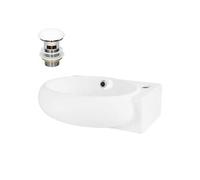 ML-Design lavabo en céramique, blanc, 43x28x15 cm, ovale, petit, trou pour robinetterie à