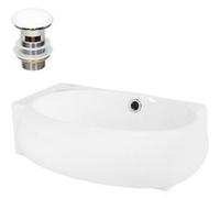 ML-Design Lavabo en Céramique, Blanc, 43x28x15 cm, Ovale, Bonde Garniture d'Ecoulement