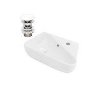 ML-Design Lavabo en Céramique Blanc, 45x27x13 cm, Anguleux, avec Bouchon de Vidage Blanc,