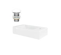 ML-Design Lavabo en Céramique, Blanc , 46x26x11 cm, Anguleux, Garniture de Vidage 1 1/4,