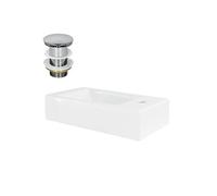 ML-Design Lavabo en Céramique, Blanc, 46x26x11 cm, Anguleux, Garniture de Vidage, Trou de