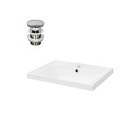 ML-Design Lavabo en Céramique Blanc 51x15,5x41,5 cm avec Garniture de Vidage 1 1/4