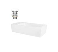 ML-Design Lavabo en Céramique Blanc, 51x25x13 cm, avec Bonde de Vidage, Trou pour Robinet