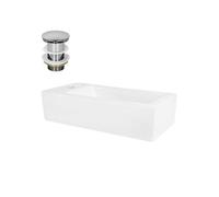 ML-Design Lavabo en Céramique Blanc, 51x25x13 cm, avec Bonde de Vidage Chromé en Laiton,