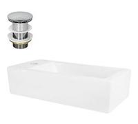ML-Design Lavabo en Céramique Blanc, 51x25x13 cm, avec Bonde de Vidage Chromé en Laiton, Blanc