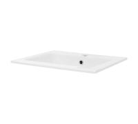 ML-Design Lavabo en Céramique Blanc, 52,5x21x45 cm, Design Rectangulaire, Vasque à Poser Moderne Élégant, Lavabo de Comptoir avec Trou d'Évacuation, Trou pour Robinet et Trop-plein, pour Salle de Bain