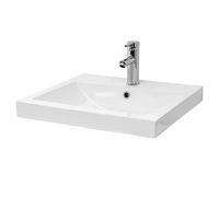 ML-Design Lavabo en Céramique Blanc, 54,5x16x45 cm, Design Rectangulaire, Vasque à Poser Moderne Élégant, Lavabo de Comptoir avec Trou d'Évacuation, Trou pour Robinet et Trop-plein, de Salle de Bain