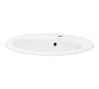 ML-Design Lavabo en Céramique Blanc, 57x19,5x48,5 cm, Design Ovale, Vasque Encastrée Moderne et Élégant, Lavabo de Comptoir avec Trou pour Robinet, Trop-Plein et Trou d'Évacuation, pour Salle de Bain 
