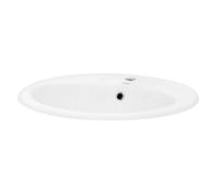 ML-Design Lavabo en Céramique Blanc, 57x19,5x48,5 cm, Design Ovale, Vasque Encastrée Moderne et Élégant, Lavabo de Comptoir avec T