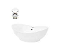 ML-Design Lavabo en Céramique Blanc 59x20,5x39,5 cm avec Garniture de Vidage 1 1/4" Blanc G