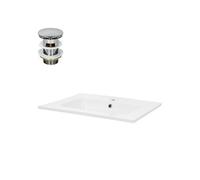 ML-Design Lavabo en Céramique, Blanc, 610x165x460 mm, avec Soupape de Vidange, Trop-Plein et Trou de Robinetterie Inclus, Vasque à Encastrer