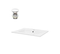 ML-Design Lavabo en Céramique Blanc 61x16,5x46 cm avec Garniture de Vidage 1 1/4"