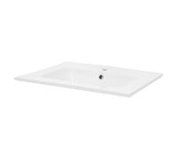 ML-Design Lavabo en Céramique Blanc, 61x16,5x46 cm, Rectangulaire, Vasque à Poser Moderne, Lavabo de Comptoir Élégant, Lavabo à Encastrer avec Trou pour Robinet et Trop-plein pour Salle de Bain