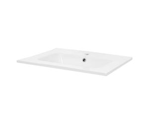 ML-Design Lavabo en Céramique Blanc, 61x16,5x46 cm, Rectangulaire, Vasque à Poser Moderne, Lavabo de Comptoir Élégant, Lavabo à Encastrer avec Trou pour Robinet et Trop-plein pour Salle de Bain