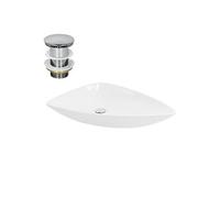 ML-Design Lavabo en Céramique, Blanc, 69x46x13 cm, Forme Triangulaire, Garniture de