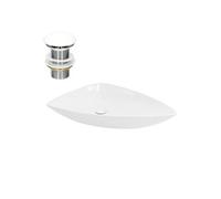ML-Design Lavabo en Céramique, Blanc, 69x46x13 cm, Forme Triangulaire, Garniture de Vidage