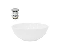 ML-Design Lavabo en Céramique Blanc Brillant, Ø 280 x 116 mm, Ronde, avec Bouchon de