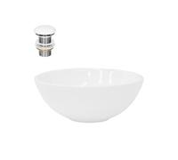 ML-Design Lavabo en Céramique Blanc Brillant Ø 28x11,6 cm avec Garniture de Vidage 1 1/4