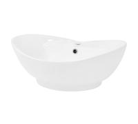 ML-Design Lavabo en Céramique Blanc Brillant, 590 x 205 x 395 mm, avec Trou d'Évacuation, sans Vanne de Vidange, Vasque à Poser Ovale, Design Moderne, Lave-Mains pour Salle de Bain Toilette d'Invités