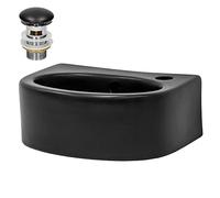 ML-Design Lavabo en Céramique Noir 33,5x25,5x13 cm, Garniture de Vidage 1 1/4", Trop-Plein et Trou pour Robinet à Droite, Design Arrondie, Vasque á Poser Moderne, Évier Lave-Mains de Salle de Bain/WC