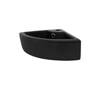 ML-Design Lavabo en Céramique Noir, 46x33x13 cm, Anguleux, Vasque à Poser/Mural, Lave-Mains avec Trop-plein, Évier pour la Salle de Bain/WC Invités, Design Moderne, sans Matériel de Montage