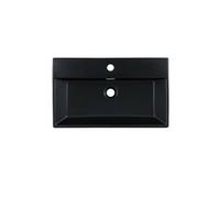 ML-Design Lavabo en Céramique, Noir, 510x360x130 mm, Forme Rectangle, Garniture de Vidage