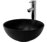 ML-Design Lavabo en Céramique Noir Mat, Ø 32x13,5 cm, Rond, Evier avec Trou d'Evacuation,