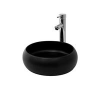 ML-Design Lavabo en Céramique Noir Mat, Ø 35 x 12 cm, Vasque à Poser Ronde, Lave-Mains
