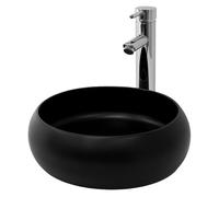 ML-Design Lavabo en Céramique Noir Mat, Ø 35 x 12 cm, Vasque à Poser Ronde, Lave-Mains
