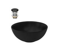 ML-Design Lavabo en Céramique Noir Mat, Ø32x13,5 cm, Vasque à Poser Rond, Moderne, Cuvette avec Bouchon de Vidange sans Trop-Plein Inclus, Lave-Mains