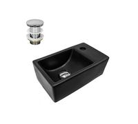 ML-Design Lavabo en Céramique, Noir Mat, 35,5x20,5x12,5 cm, Rectangle, Garniture de