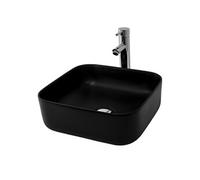 ML-Design Lavabo en Céramique Noir Mat, 395x395x140 mm, Vasque à Poser Rectangulaire,