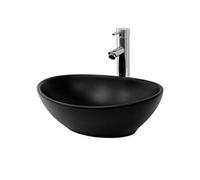 ML-Design Lavabo en céramique ovale à poser Noir mat 410×335×145 mm avec trop-plein et évacuation