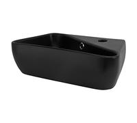ML-Design Lavabo en Céramique Noir Mat, 45x27x13 cm, Montage Mural ou à Poser, avec Trop-Plein et Trou pour Robinet à Droite, Lave-Mains Évier Bassin pour la Salle de Bain/WC Invités, Design Moderne