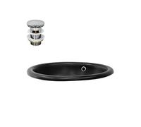 ML-Design Lavabo en Céramique Noir Mat 49x40,5x19,5 cm avec Garniture de Vidage 1 1/4