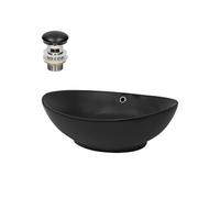 ML-Design Lavabo en Céramique Noir Mat, 59x38x19 cm, Vasque à Poser Ovale, Moderne,