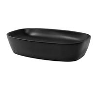 ML-Design Lavabo en Céramique Noir Mat 605x385x140 mm, Ovale, Vasque à Poser Moderne, Lavabo de Comptoir Élégant, Lavabo avec Trou pour Robinet,Trop-Plein et Trou d'Écoulement, pour Salle de Bain/WC