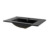 ML-Design Lavabo en Céramique Noir Mat 71x16,5x46,5 cm, Rectangle, Vasque à Encastrer Moderne, Lavabo de Comptoir Élégant, Lavabo avec Trou pour Robinet,Trop-Plein et Trou d'Écoulement, Salle de Bain