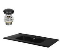 ML-Design Lavabo en Céramique, Noir Mat, 810x165x460 mm, avec Soupape de Vidange,
