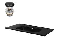 ML-Design Lavabo en Céramique, Noir Mat, 810x165x460 mm, avec Soupape de Vidange, Trop-Plein et Trou de Robinetterie Inclus, Vasque à Encastrer Lave-Main Évier pour Salle de Bain/Toilettes d'Invités