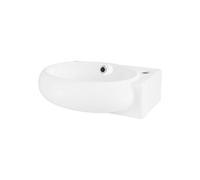 ML-Design Lavabo en Céramique, Ovale, 43x28x15 cm, Blanc, Trou pour Robinetterie à Droite,