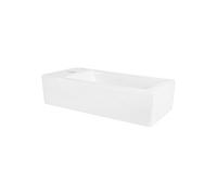 ML-Design Lavabo en Céramique, Rectangulaire, 51x25x13 cm, Blanc, Trou pour Robinet à Gauche, Montage Mural ou Sur Plan, Vasque à Poser, Lave Mains Petit Évier Supendu pour Salle de Bain Toilette