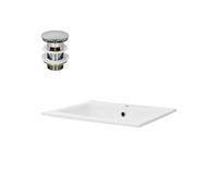 ML-Design Lavabo Encastré en Céramique, 52,5x21x45 cm, Blanc Brillant, Anguleux, avec