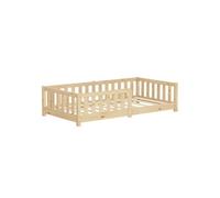 Lit au sol enfant ML-Design 80x160 cm en pin massif beige sommier à lattes et antichute Montessori