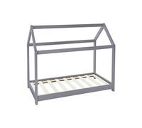 ML-Design Lit d'Enfants 70x140 cm avec Toit et Sommier, Bois de Pin Massf, Gris Clair,