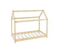 ML-Design Lit d'Enfants 70x140 cm avec Toit et Sommier en Bois de Pin Massf, Naturel, Natur