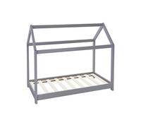 ML-Design Lit Cabane Enfant 70x140 cm avec Toit et Sommier à Lattes, Gris Clair en Bois