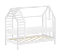 ML-Design Lit Cabane Enfant 80x160 cm avec Matelas et Sommier, Bois de Pin | Lit Montessori en Forme de Maison avec Toit et Fenêtre, Cadre Robuste pour Filles et Garçons, Charge Max. 90 kg, Blanc